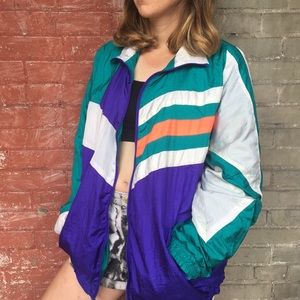 Colorblock retro windbreaker